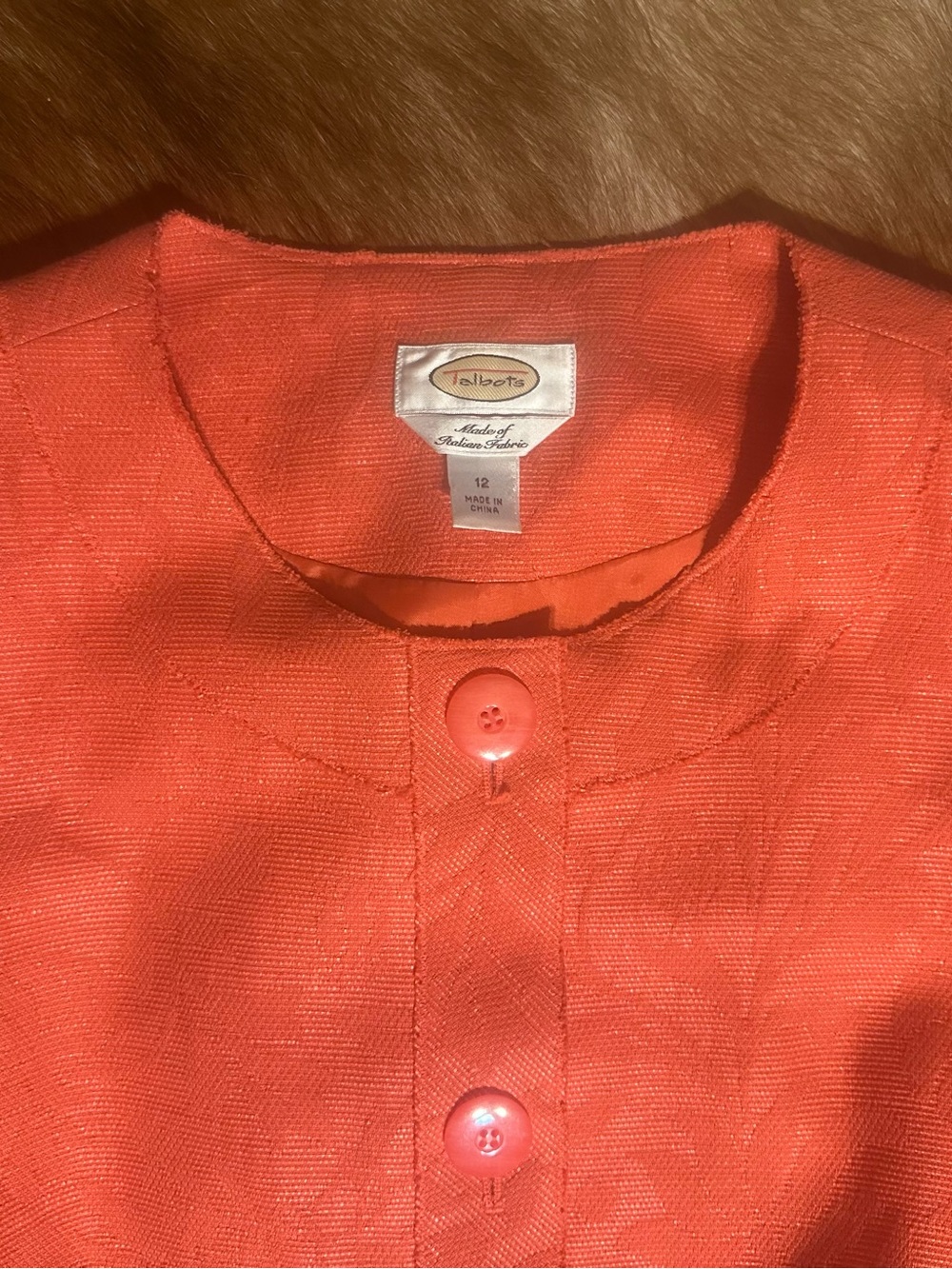 Talbots Orange Textured Button Jacket Size 12 - Picture 4 of 8